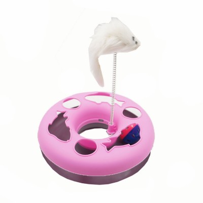 Interactive Plastic Turntable Cat Scratcher with Fur Mouse Cat Toy